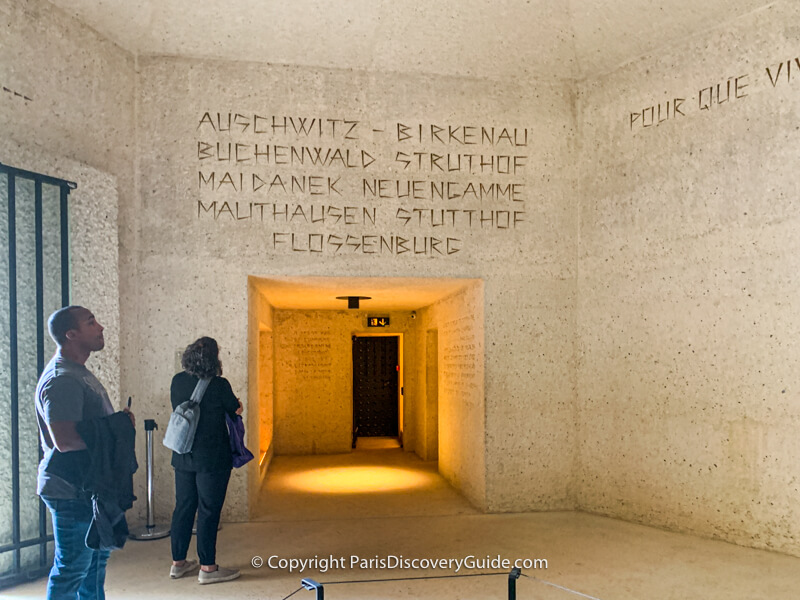 Names of the Nazi death camps on the wall of Memorial des Martyrs de la Deportation Names of the Nazi death camps on the wall of Memorial des Martyrs de la Deportation