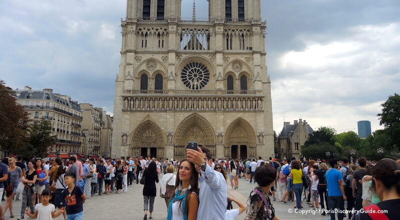 Paris in July - crowds in front of Notre Dame
