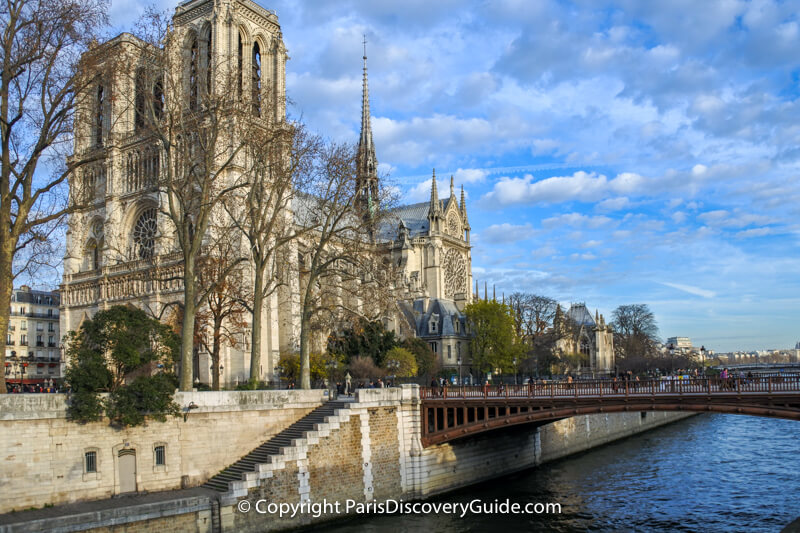 Flying buttresses at the back of Notre Dame Cathedral Flying buttresses at the back of Notre Dame Cathedral