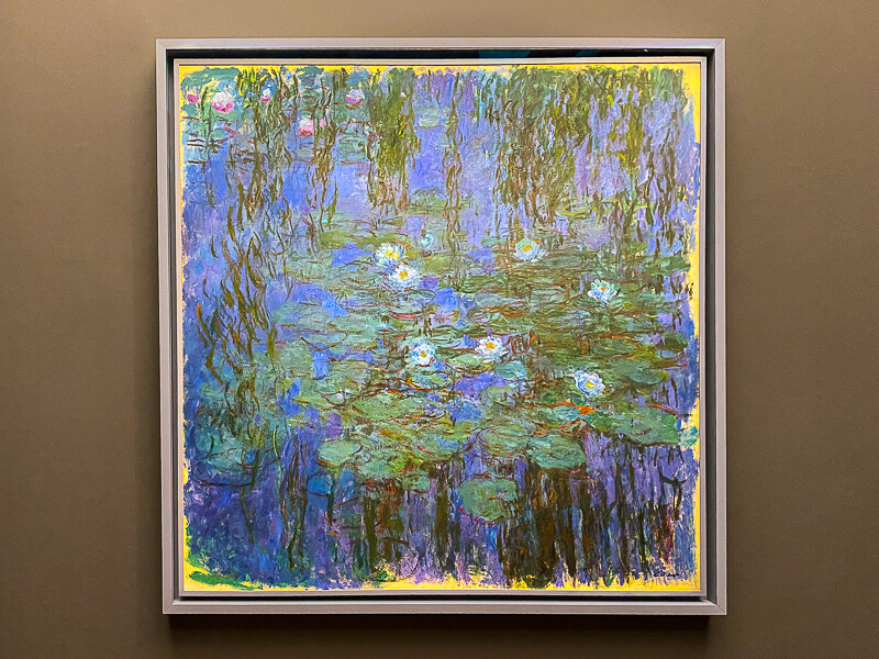 Impressionist artist Claud Monet's "Blue Water Lilies," inspired by water lilies growing in his pond at his home in Giverny; painted between 1916 and 1919
