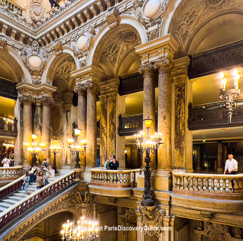 Grand staircase at Palais Garnier (Paris Opera House) near Hotel Dress Code