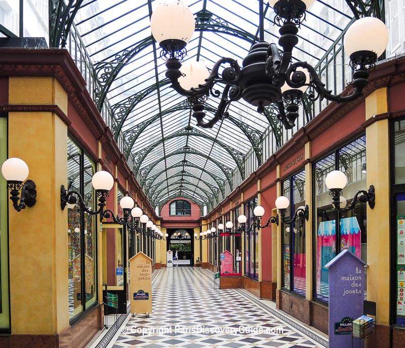 Glass roof and toy stores in  Passage des Princes