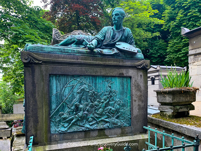 Sculpture of French painter Theodore Géricault on top of his tomb Sculpture of French painter Theodore Géricault on top of his tomb