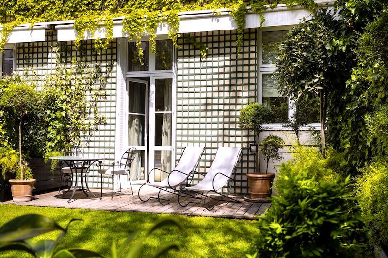 Private terrace at Relais Christine in the 6th arrondissement