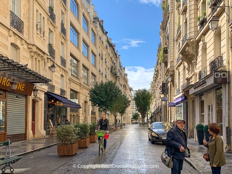 Rue de Bachaumont in the 2nd arrondissement moments after a quick June shower