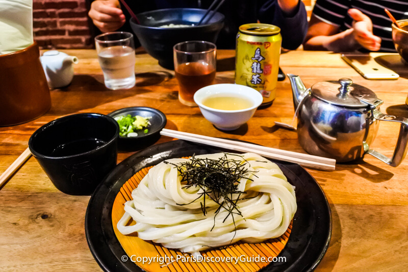 Udon at Japanese restaurant in Paris's Rue Sainte-Anne Udon at Japanese restaurant in Paris's Rue Sainte-Anne