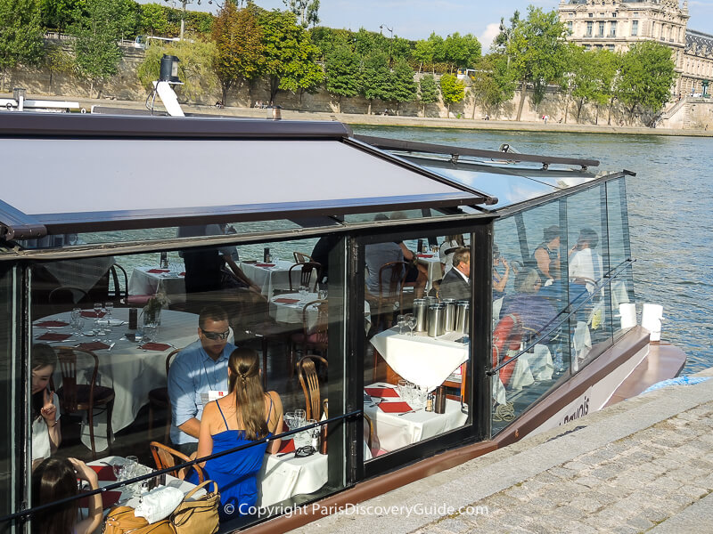 Glass-enclosed Seine River dinner cruise