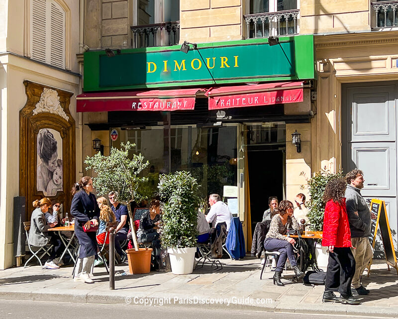 Terrace seating on Rue Moliere, not far from the Louvre Terrace seating on Rue Moliere, not far from the Louvre