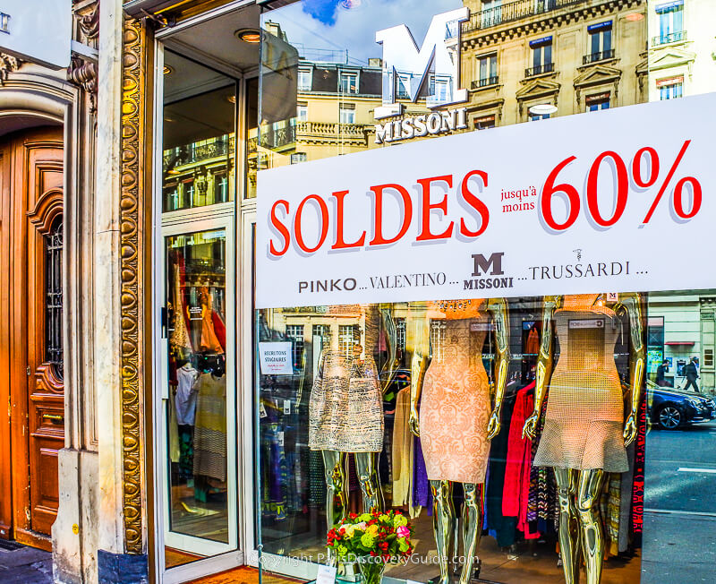 Winter sales of Missoni, Valentino, Pinko, and other designers in a Paris boutique