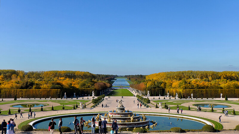 Latona's Fountain with the Green Carpet, Basin of Apollo (barely visible), and Grand Canal in the background - Photo credit: Patrick Latona's Fountain with the Green Carpet, Basin of Apollo (barely visible), and Grand Canal in the background - Photo credit: Patrick