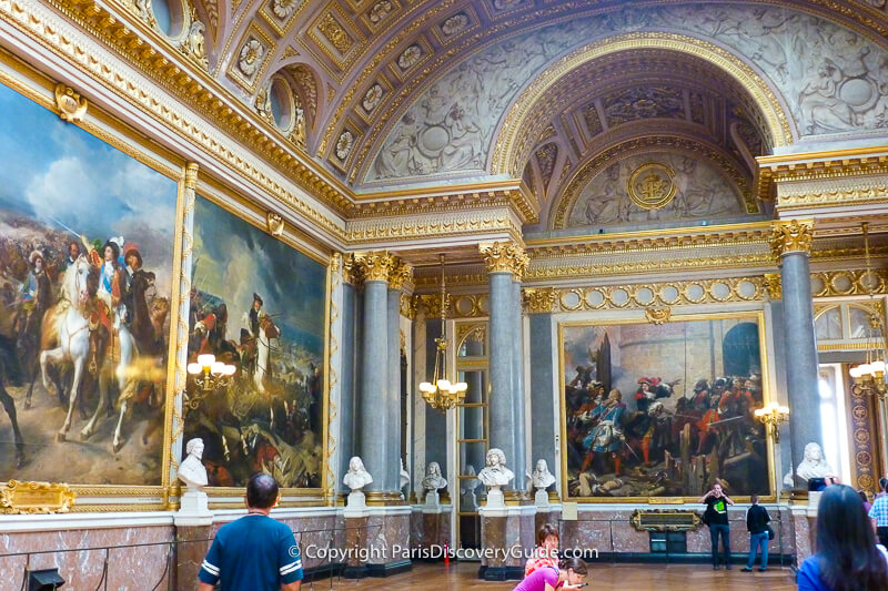 Paintings in the Gallery of Great Battles commissioned by Louis-Philippe, France's 'citizen-king,' in 1833 and created by the top historical painters of that time including Delacroix and Vernet
