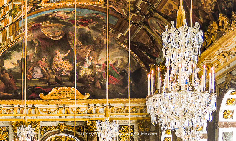 Close-up view of details in Chateau de Versailles' Hall of Mirrors Close-up view of details in Chateau de Versailles' Hall of Mirrors