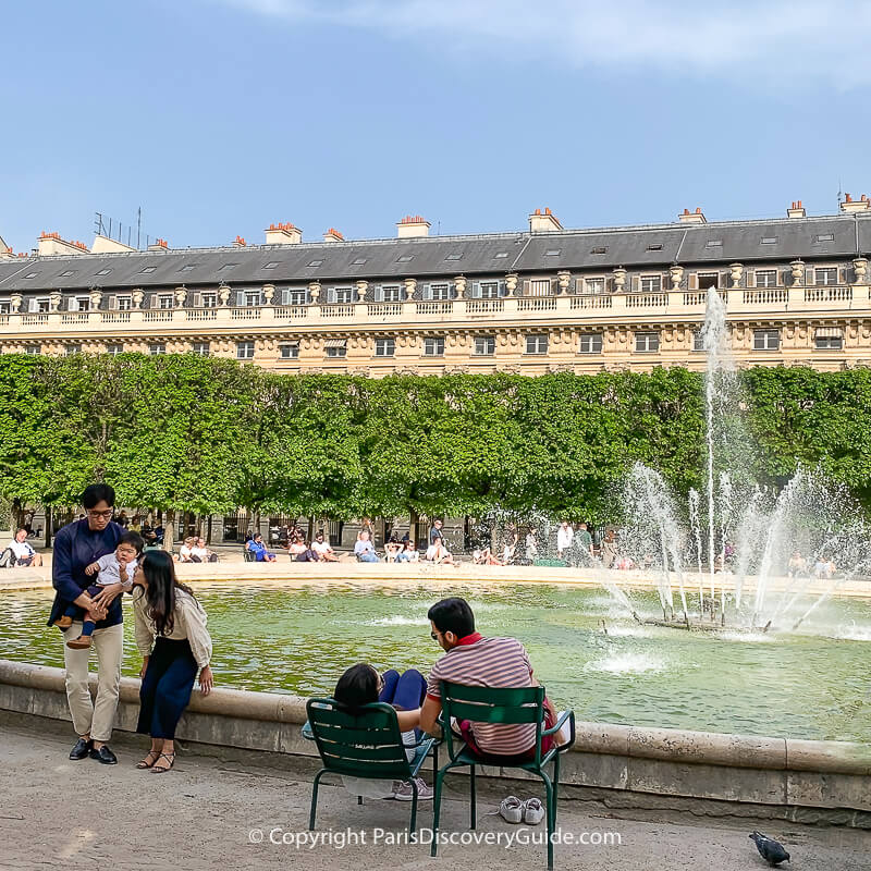 Soaking up April sun at Jardin du Palais Royal