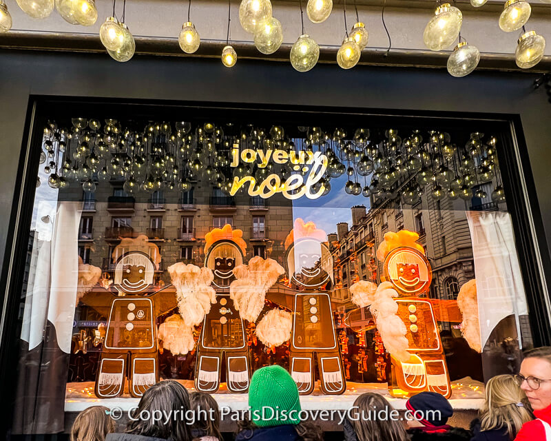 Gingerbread men in Bon Marché's Christmas window