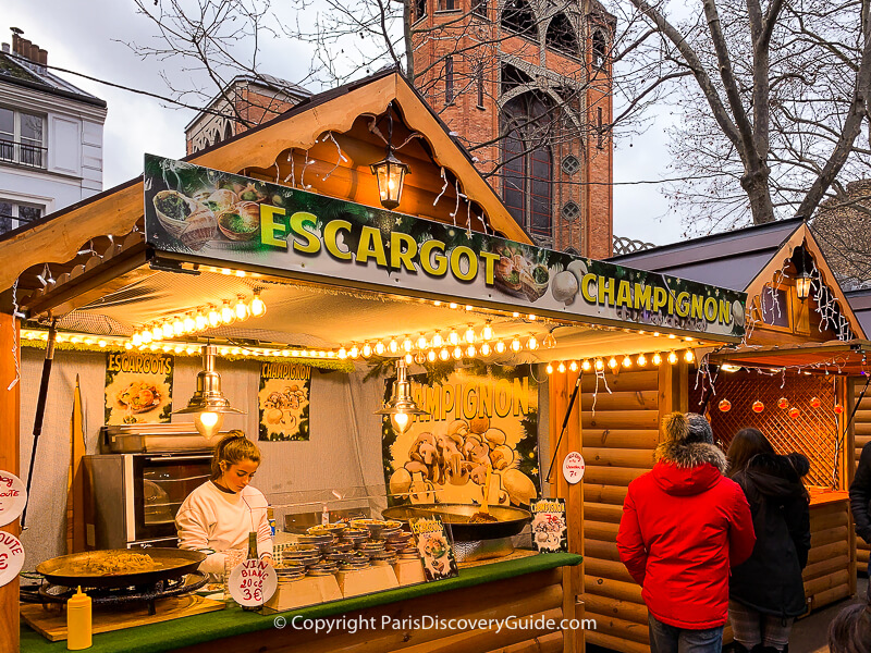Sample the escargot and champignons at this Christmas Market chalet