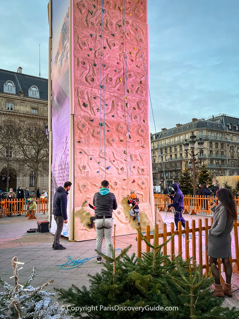 Kids' climbing wall at Hotel de Ville Christmas Market