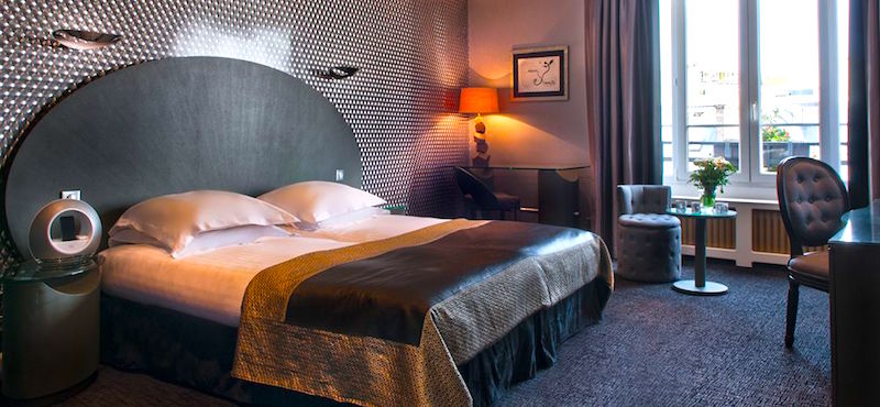 Guestroom at Atala Champs Élysées in the 8th Arrondissement in Paris Guestroom at Atala Champs Élysées in the 8th Arrondissement in Paris