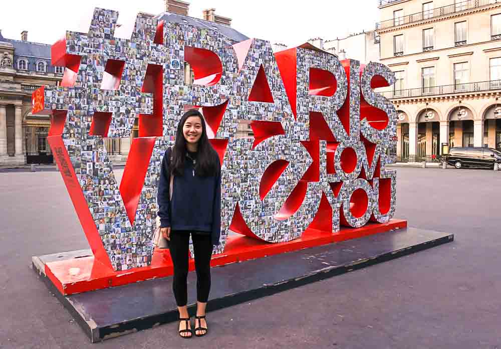 The City of Paris Loves Visitors sign in Paris, France