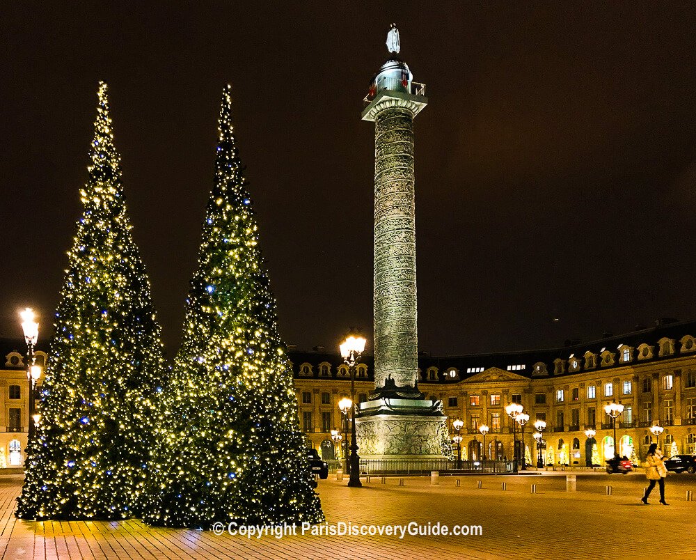 Christmas lights in Place Vendome in Paris