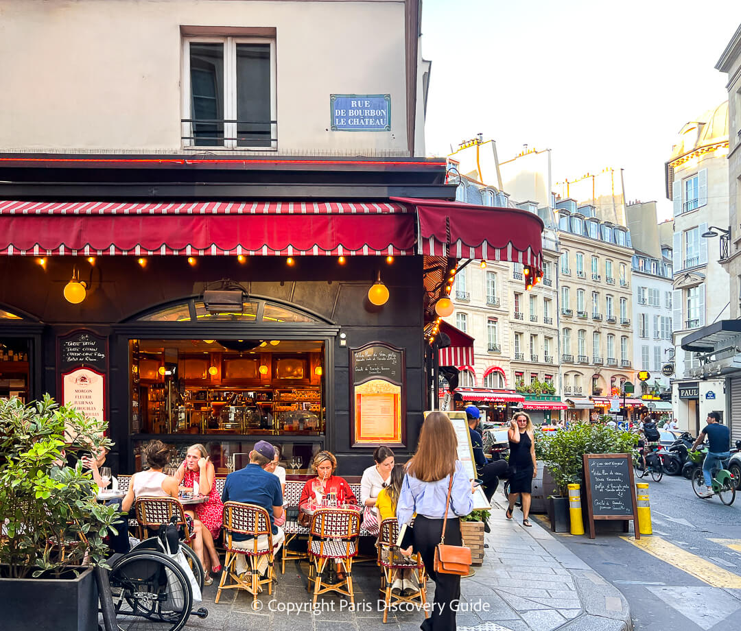 Parisian cafe in the 6th Arrondissement on rue de Buci