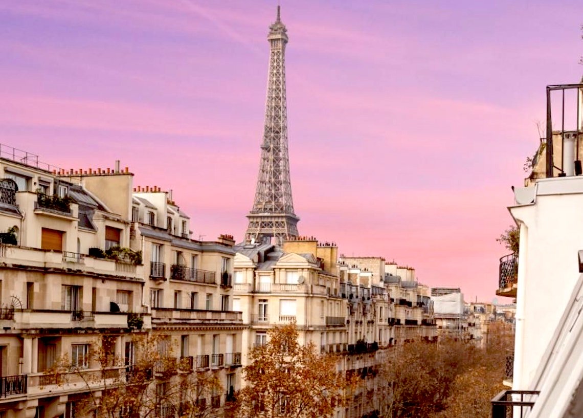 Eiffel Tower view from Hotel La Bourdonnais