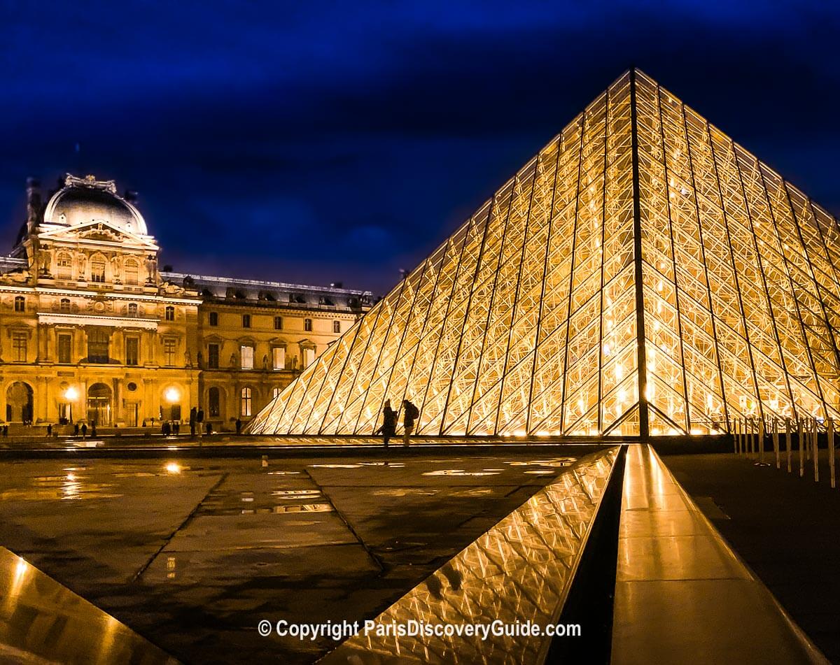 The glass Pyramid at Musee du Louvre at night