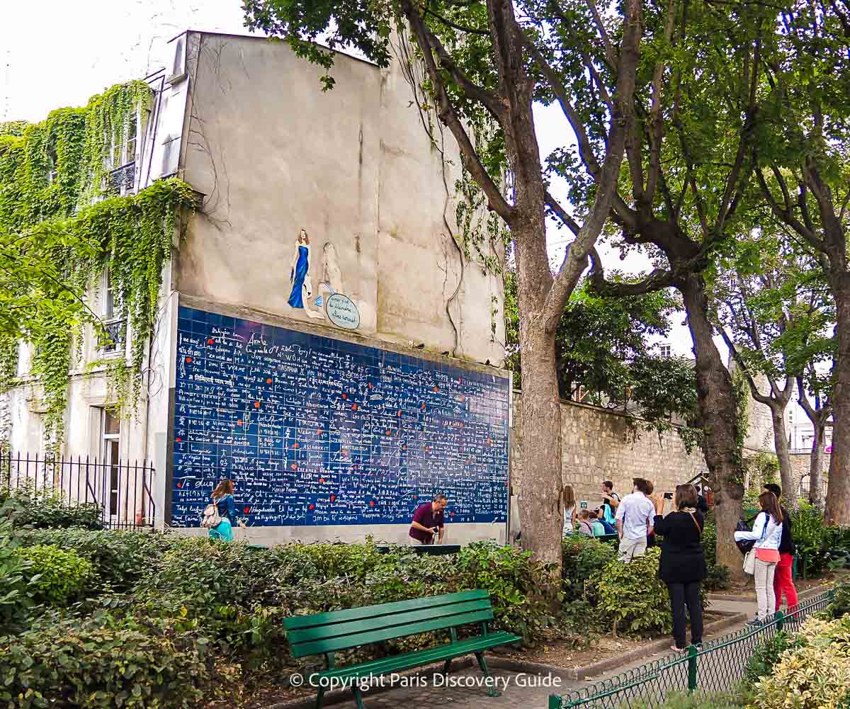 The Wall of Love on Rue des Abbesses in Montmartre The Wall of Love on Rue des Abbesses in Montmartre