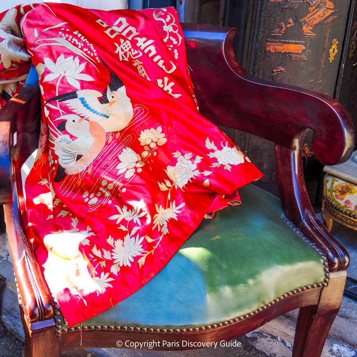 Vintage silk kimono and antique chair