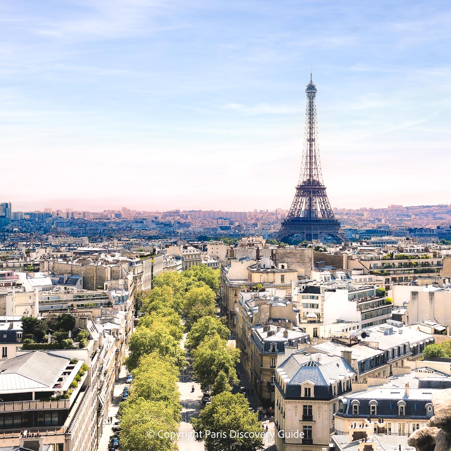 Enjoy the stellar view of 16th arrondissement rooftops and across the river, the Eiffel Tower from the Arc's rooftop terrace