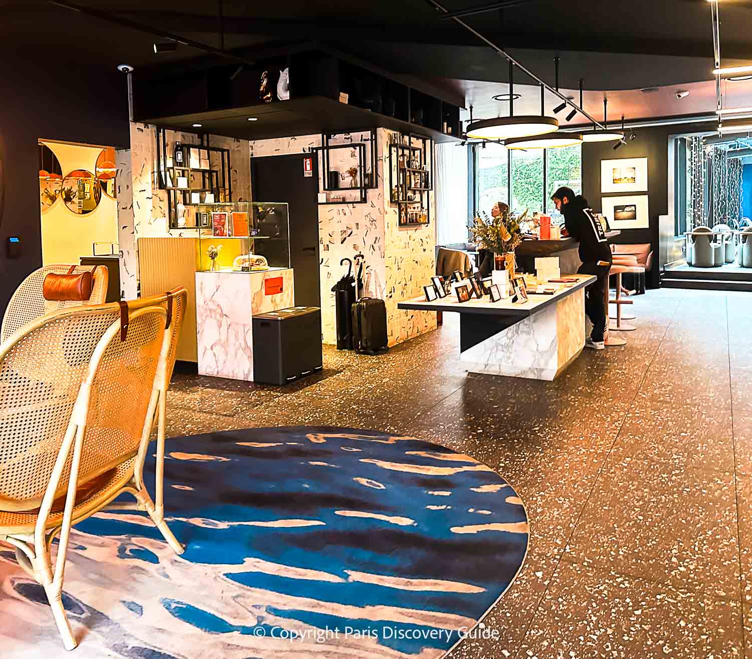 Lobby of the TRIBE Paris Bagatelles hotel in Paris 17 Lobby of the TRIBE Paris Bagatelles hotel in Paris 17