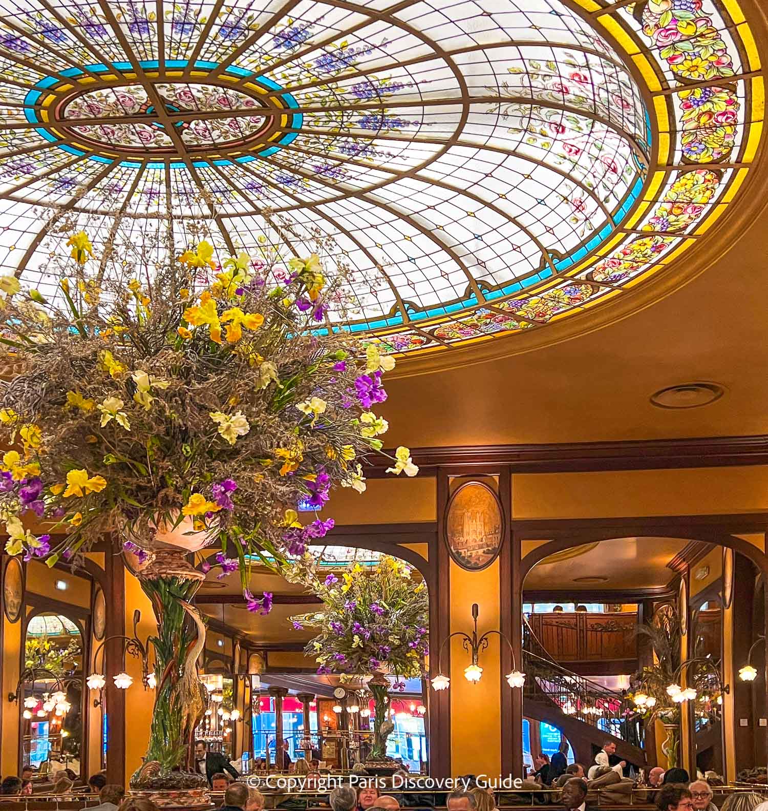Art Nouveau decor and stained glass dome at Bofinger