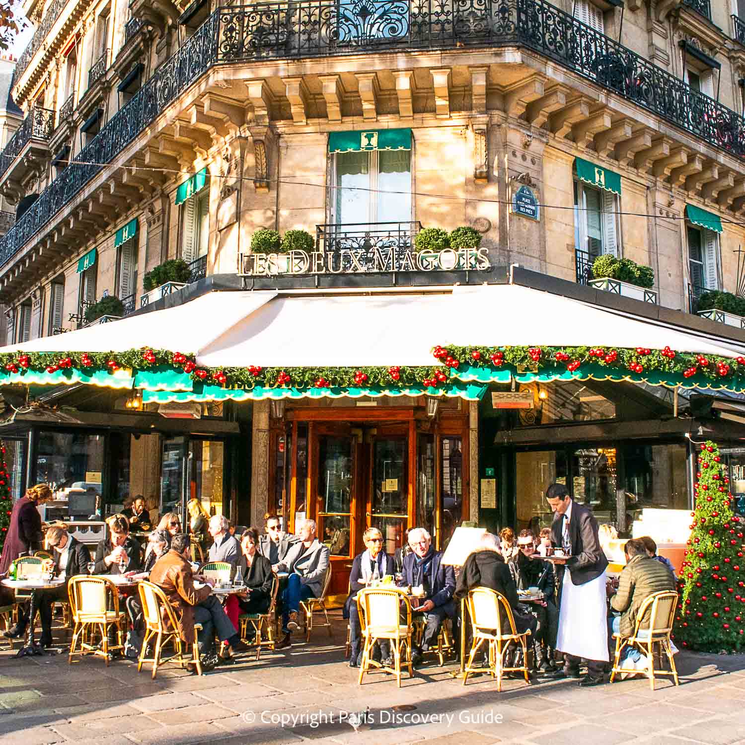 The terrace at Les Deux Magots on a sunny December day 
