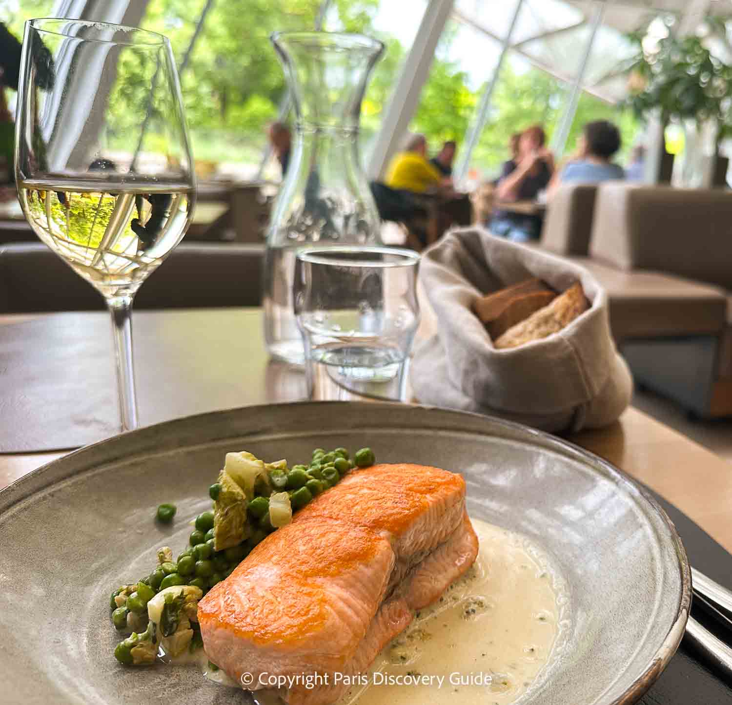 Lunch at Le Frank, FLV's onsite restaurant headed by a Michelin-starred chef; salmon with ratatouille Lunch at Le Frank, FLV's onsite restaurant headed by a Michelin-starred chef; salmon with ratatouille