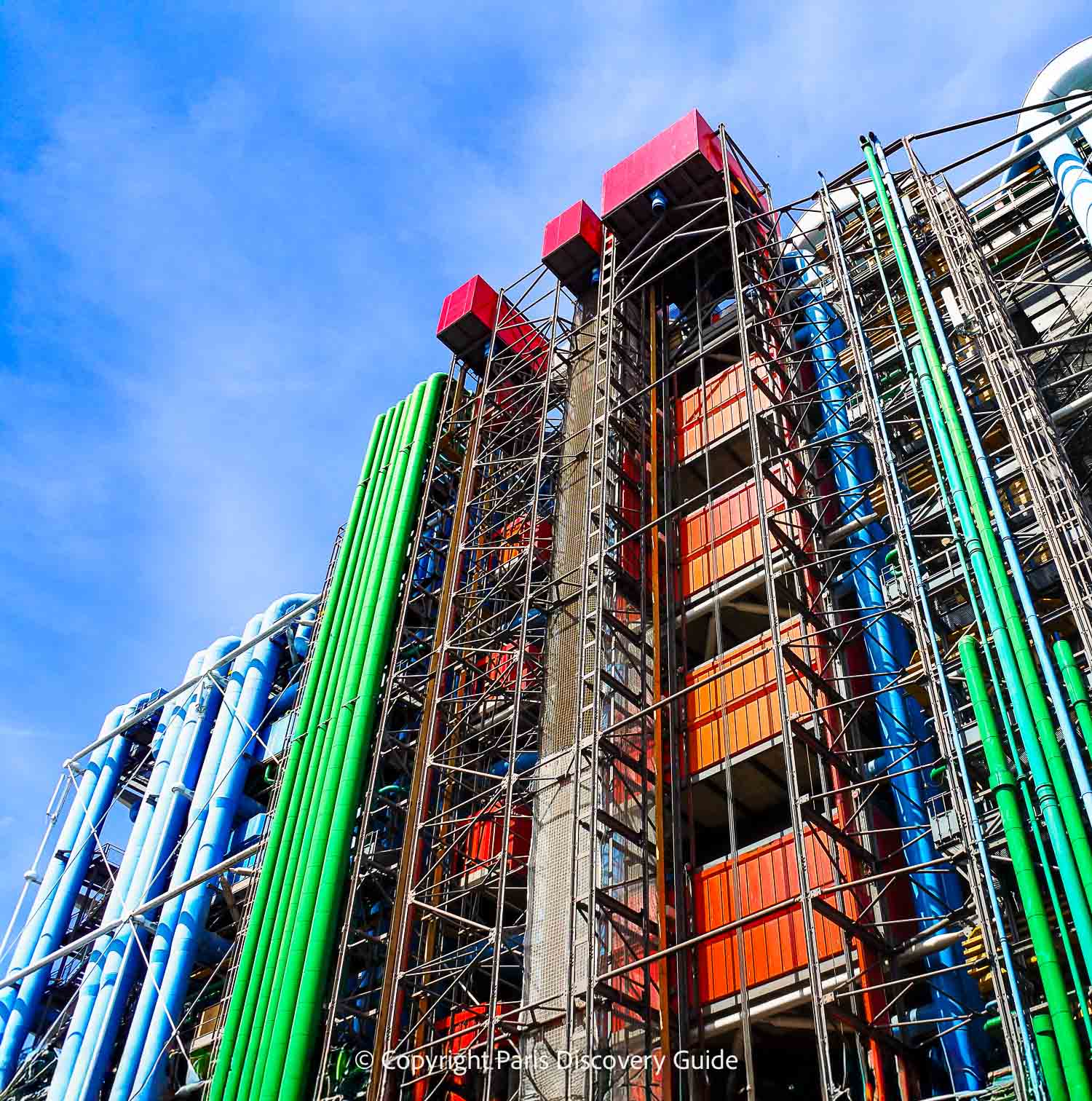 The famous 'inside-out' architectural design at Centre Pompidou in the 4th arrondissement The famous 'inside-out' architectural design at Centre Pompidou in the 4th arrondissement
