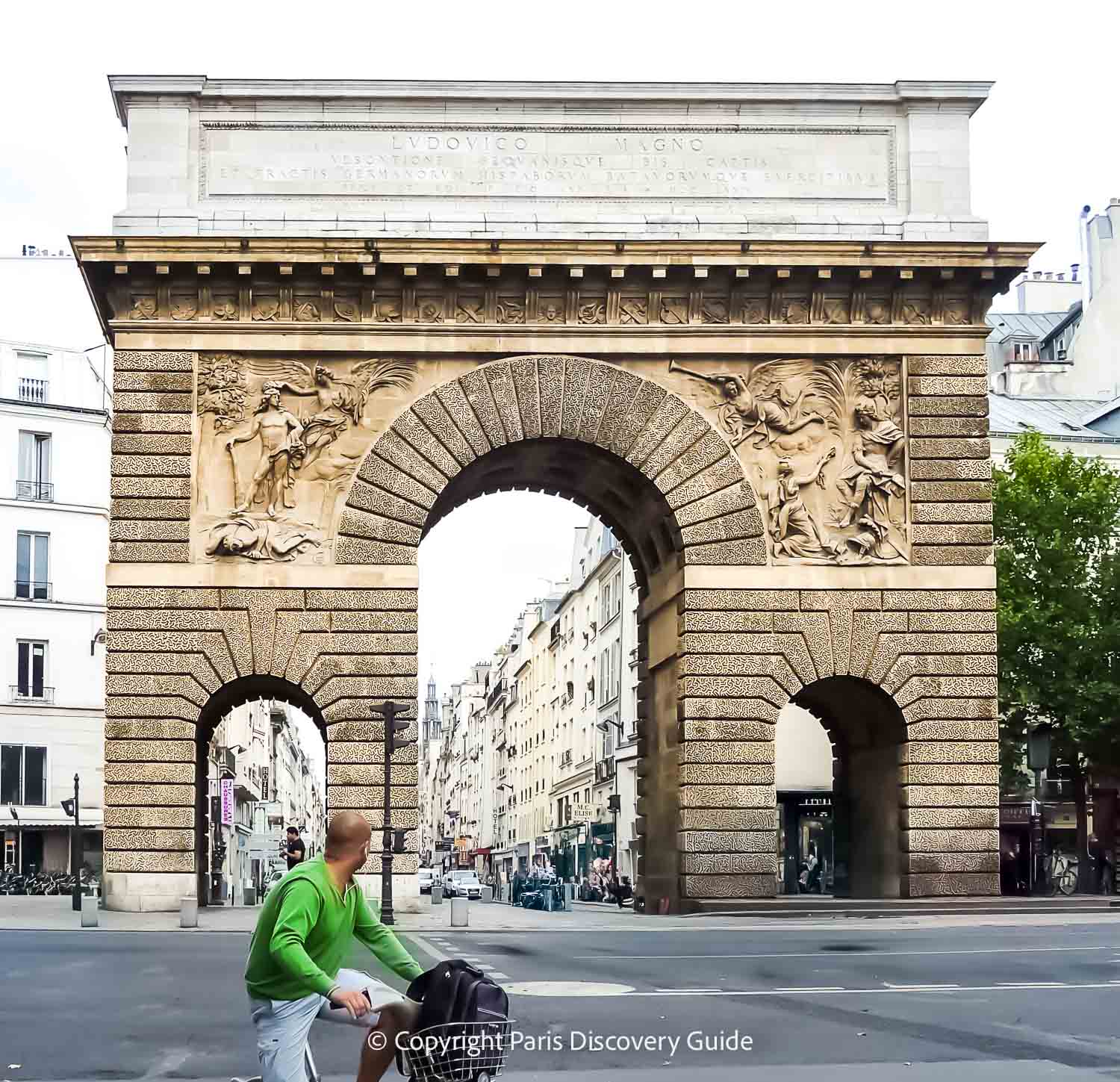 Historical Saint-Martin Gate in the Upper Marais near Hotel du Plat d'Etain Historical Saint-Martin Gate in the Upper Marais near Hotel du Plat d'Etain