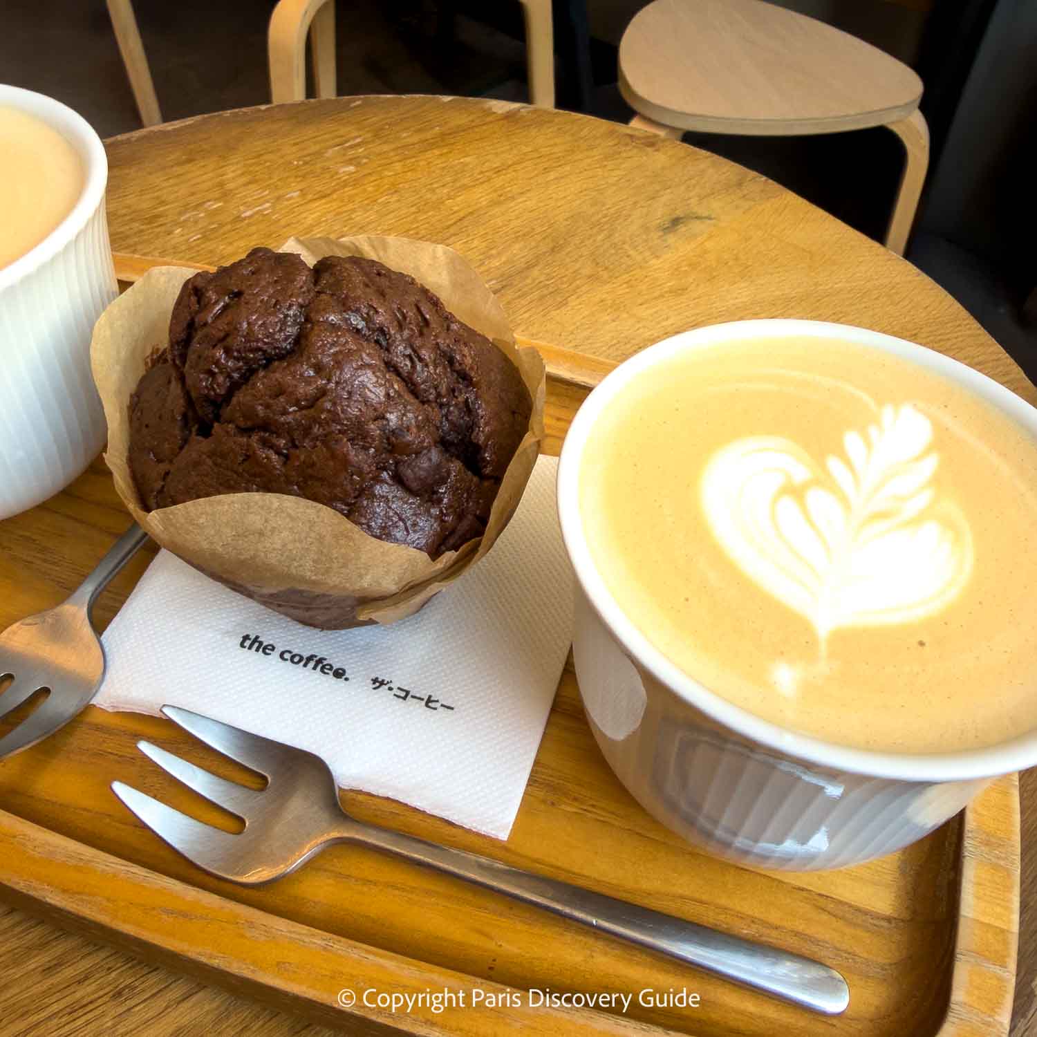 Latte and brownie at The Coffee near Place de la Contrescarpe