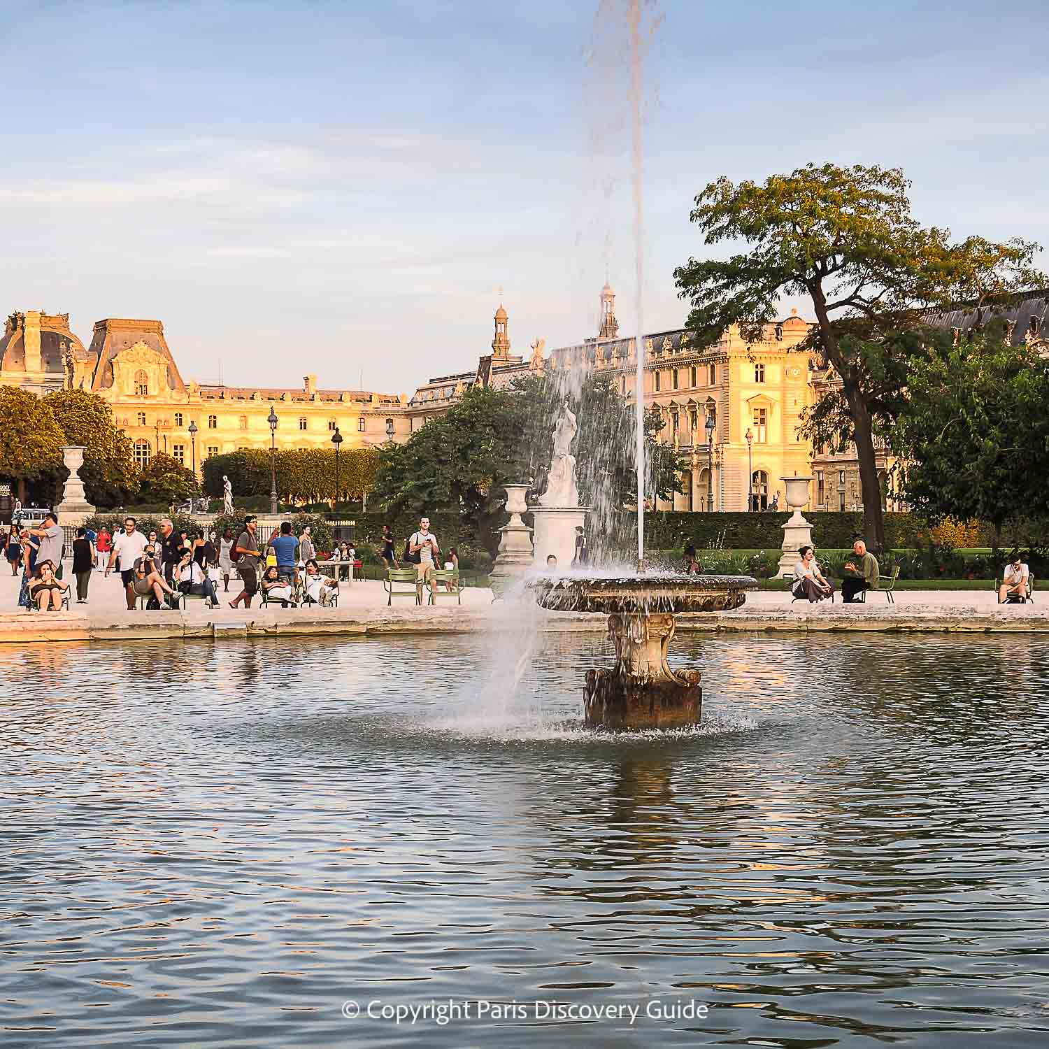 Fountain in Tuileries Garden across from the Louvre Museum