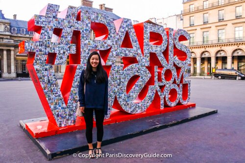 The City of Paris Loves Visitors sign in Paris, France
