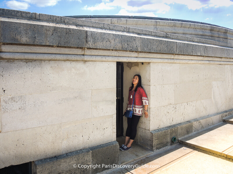 Seeking shade on a hot sunny day on the Arc's rooftop terrace