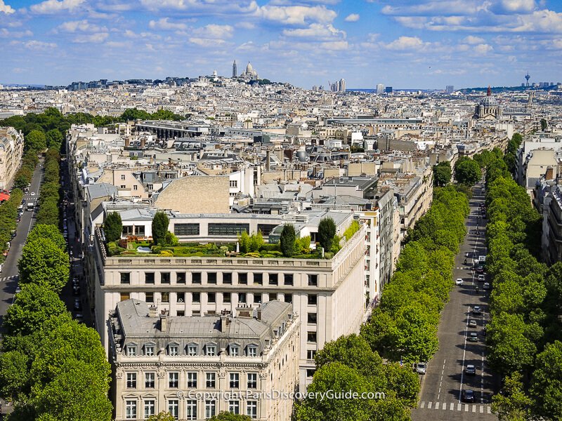 Rooftop observation deck at Arc de Triomph, looking across to Montmartre & Sacre Coeur