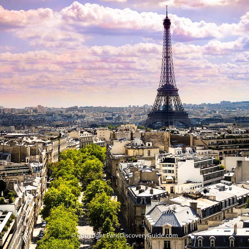 French Vintage Paris Souvenir Eiffel Tower and Monuments Arc of Triumph  Sacre Coeur 