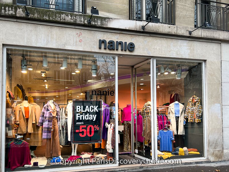 Black Friday sign in Paris boutique