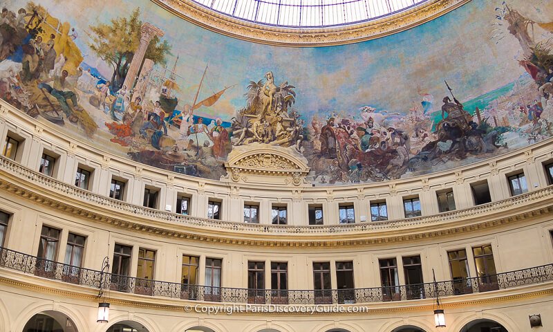 19th century mural at Bourse de Commerce representing trade among the world's continents 