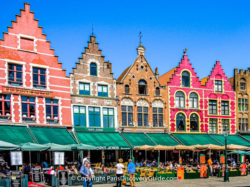 Bruges's Markt, or central market square, on a sunny April afternoon