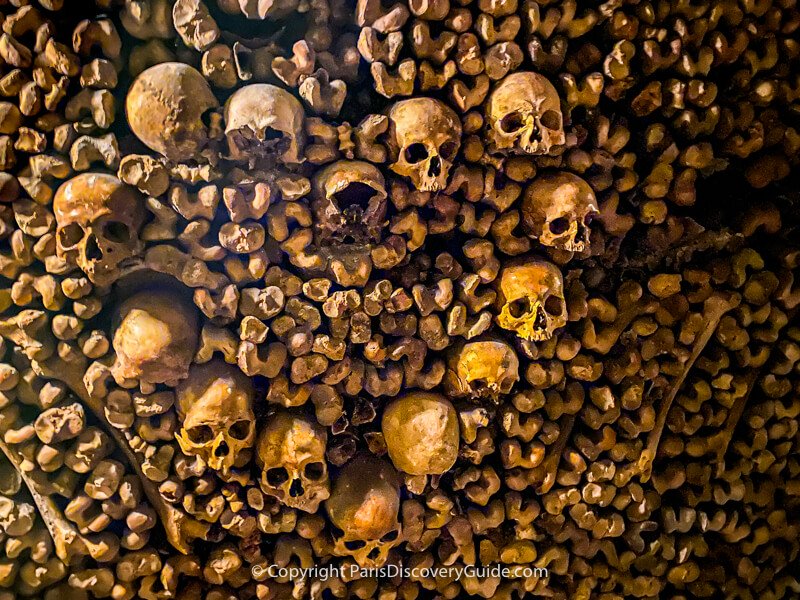 Skulls and bones in the Paris Catacombs