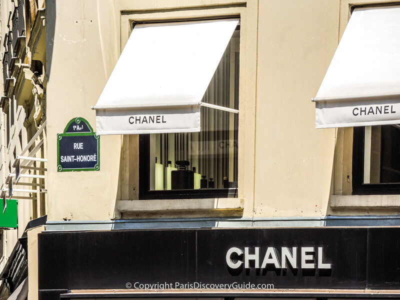 Chanel sign on Rue Saint-Honore in Paris 
