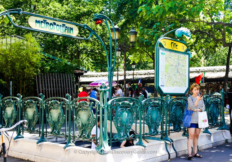 Cité Metro station entrance by Hector Guimard next to the Flower Market