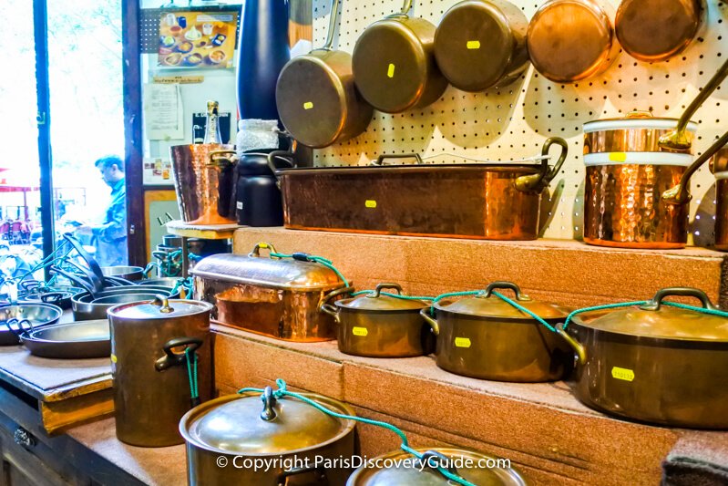 Copper cookware at Dehillerin in Paris's Les Halles neighborhood