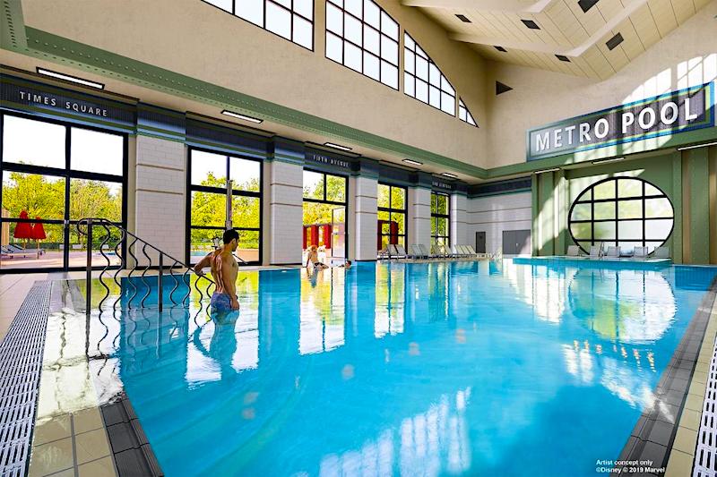 Indoor swimming pool at Disney Hotel New York near Disneyland Paris