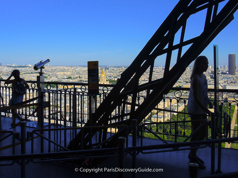 Paris skyline seen from the Eiffel Tower's Second Level observation deck Paris skyline seen from the Eiffel Tower's Second Level observation deck